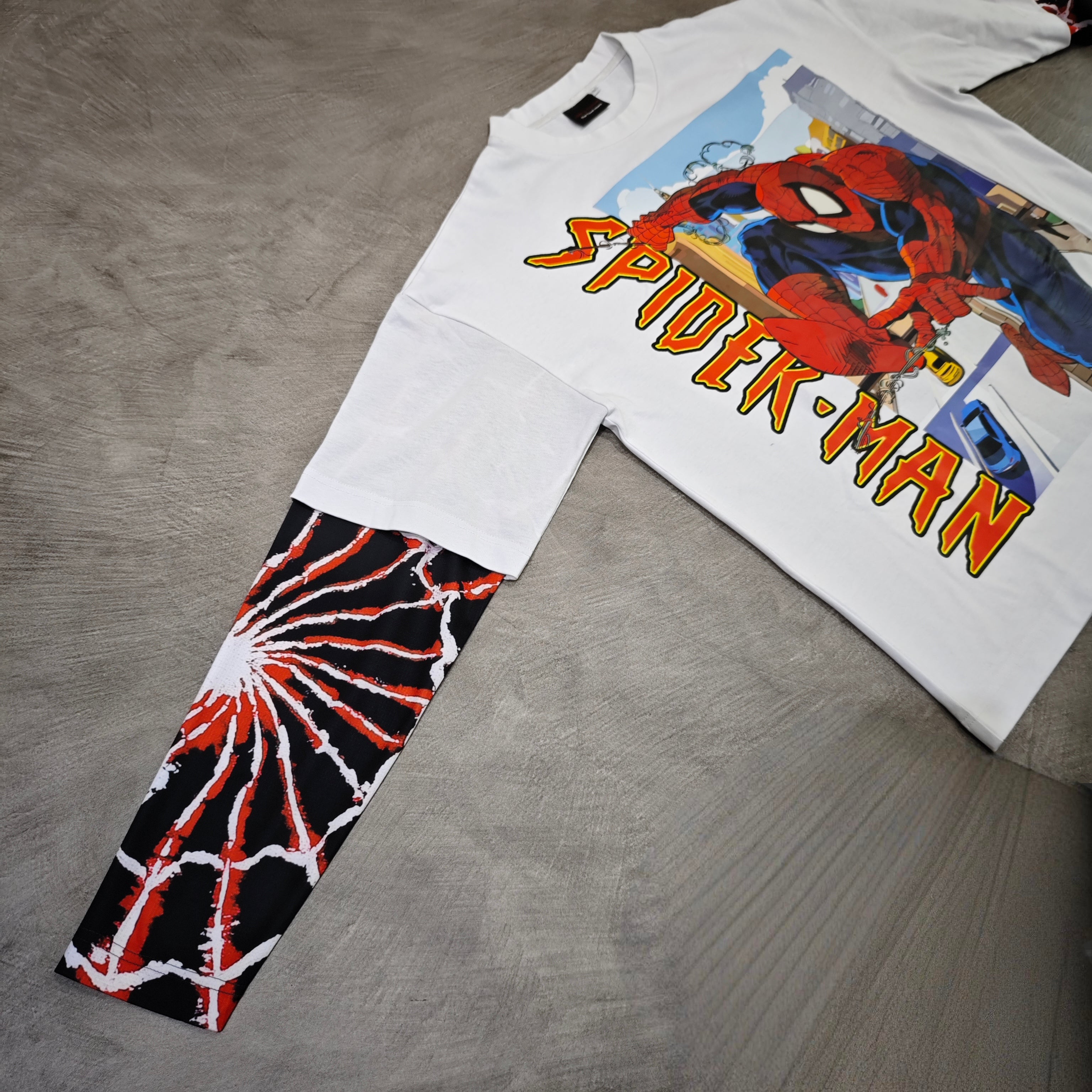 MEGALORE MEGA SPIDEY STACKED LONG SLEEVE T SHIRT