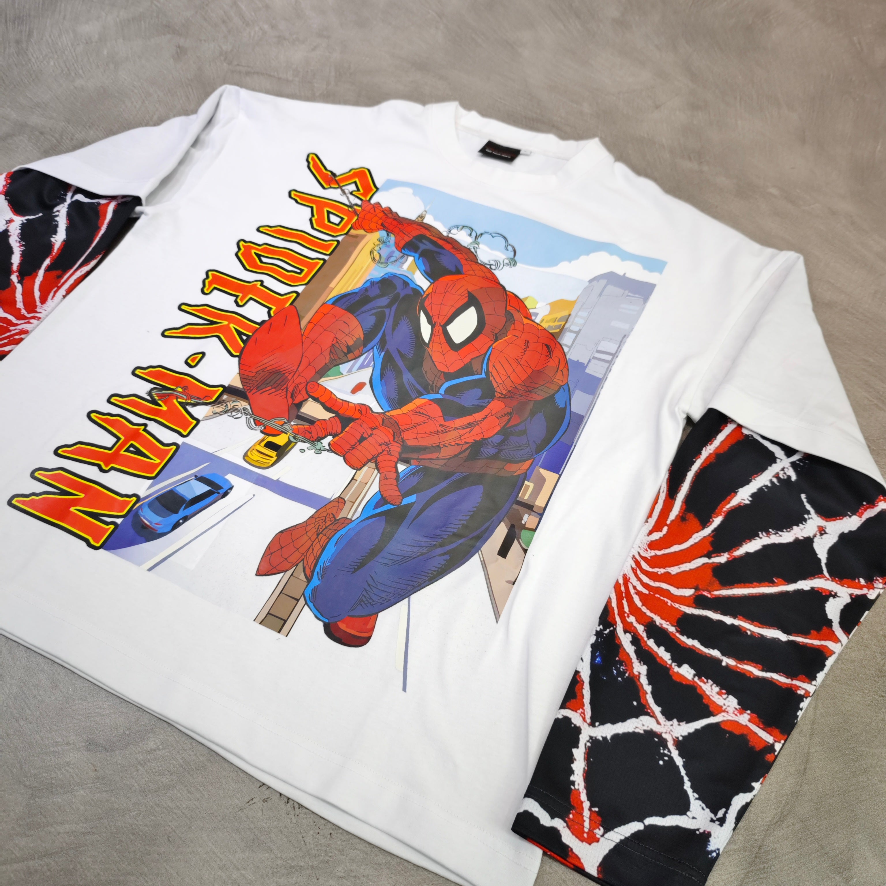 MEGALORE MEGA SPIDEY STACKED LONG SLEEVE T SHIRT